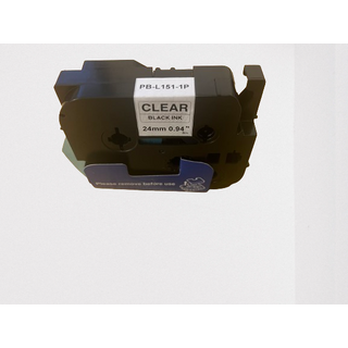 Premium Generic Label Cassette - Black on Clear 24mm (Replacement for Part Number : TZ-151,TZe-151)