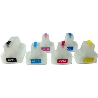 Set of HP02 Refillable Cartridges with Auto Reset Chip (6 Empty Cartridges)